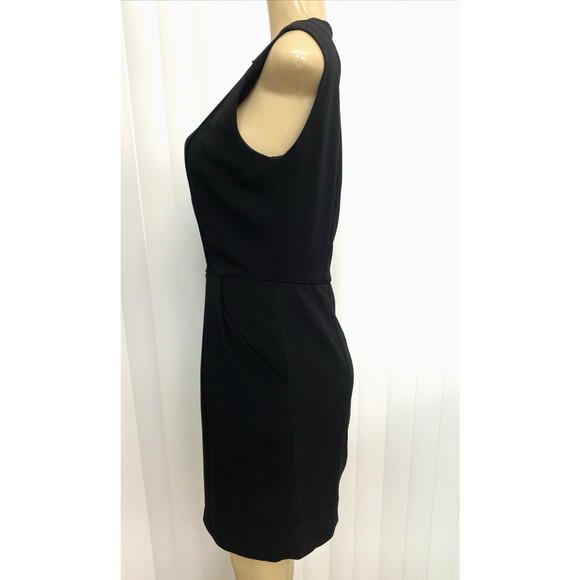 Hoss Intropia Dress Black Mini Sheath Crepe LBD Sleeveless Pockets Back Zip M - Picture 3 of 9